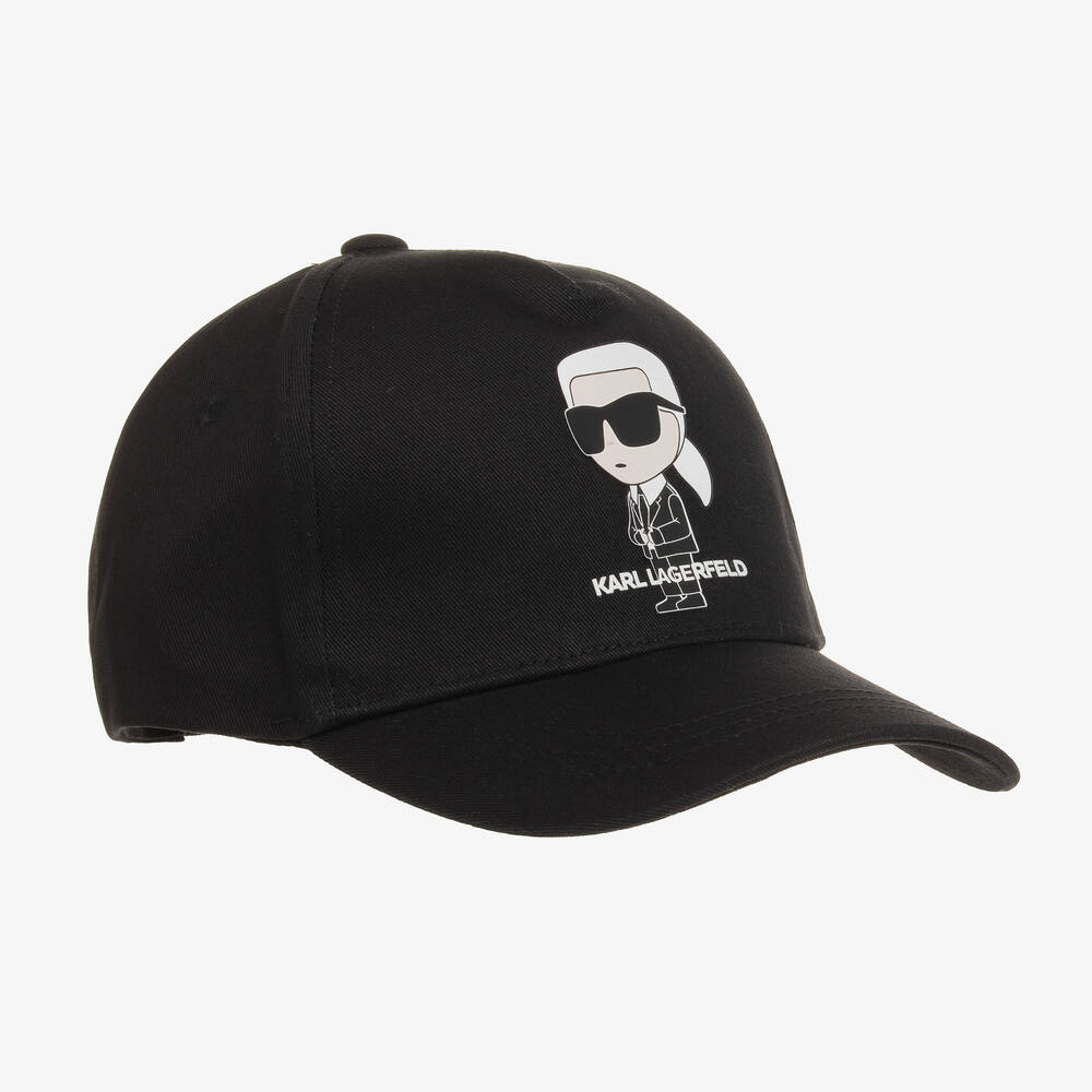 KARL LAGERFELD KIDS-Teen Black Cotton Karl Ikonik Cap | Childrensalon Outlet