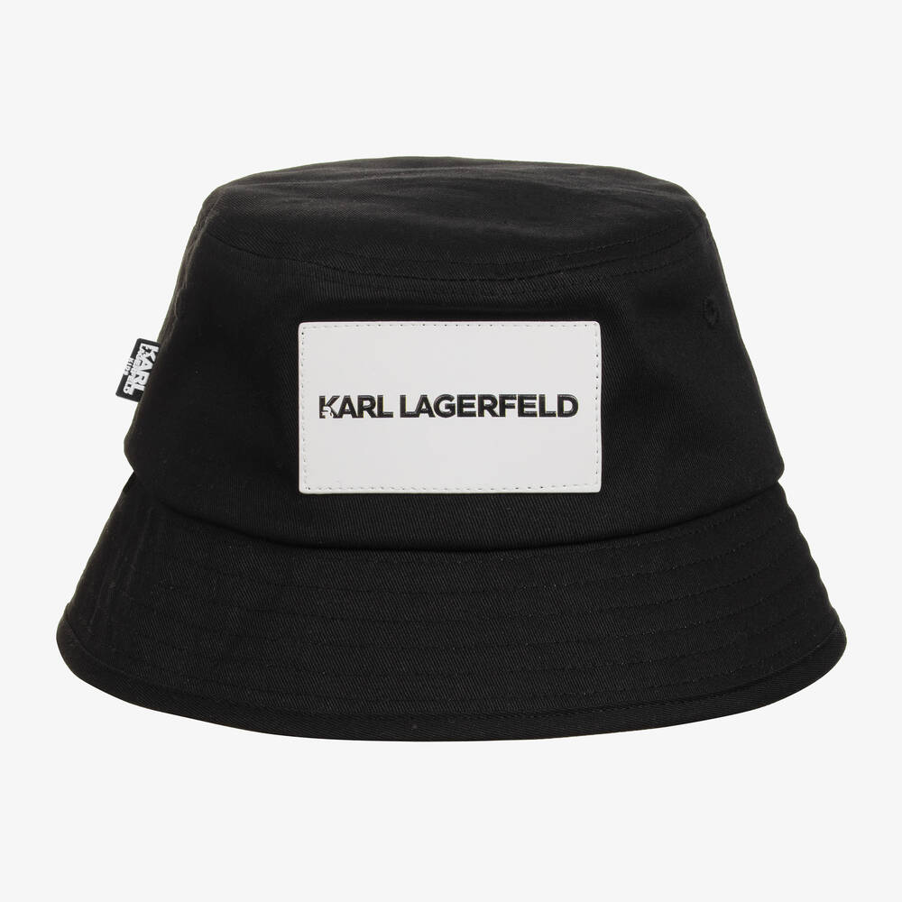 KARL LAGERFELD KIDS-Teen Black Cotton Patch Bucket Hat | Childrensalon Outlet