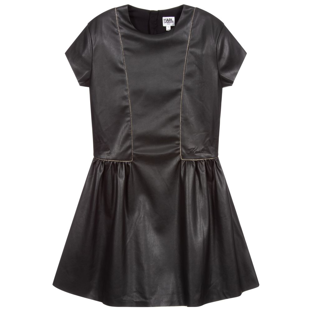 KARL LAGERFELD KIDS - Teen Black Faux Leather Dress | Childrensalon