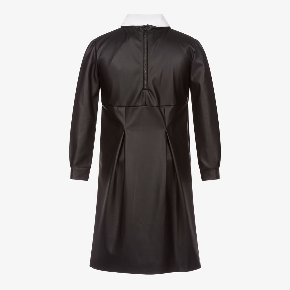 KARL LAGERFELD KIDS-Teen Black Faux Leather Dress | Childrensalon Outlet