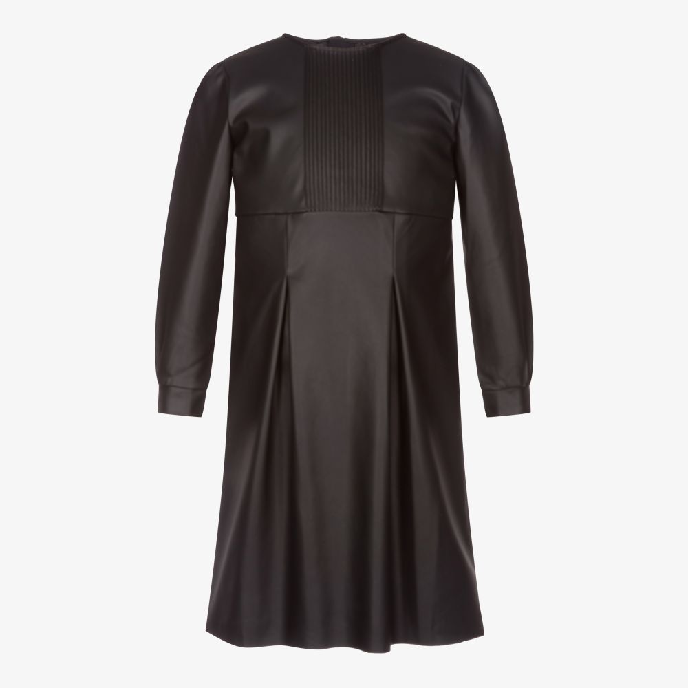 KARL LAGERFELD KIDS-Teen Black Faux Leather Dress | Childrensalon Outlet