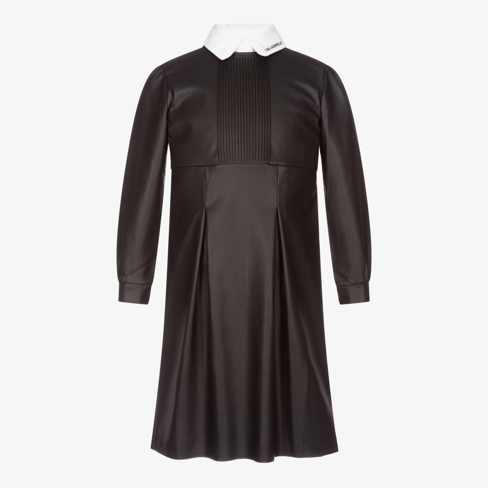 KARL LAGERFELD KIDS - فستان تينز جلد صناعي لون أسود | Childrensalon