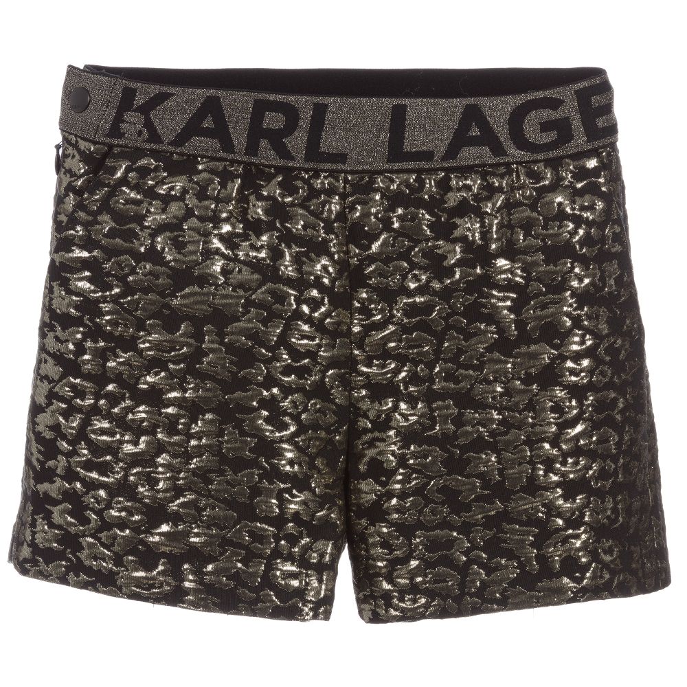 KARL LAGERFELD KIDS - Teen Black Leopard Logo Shorts | Childrensalon