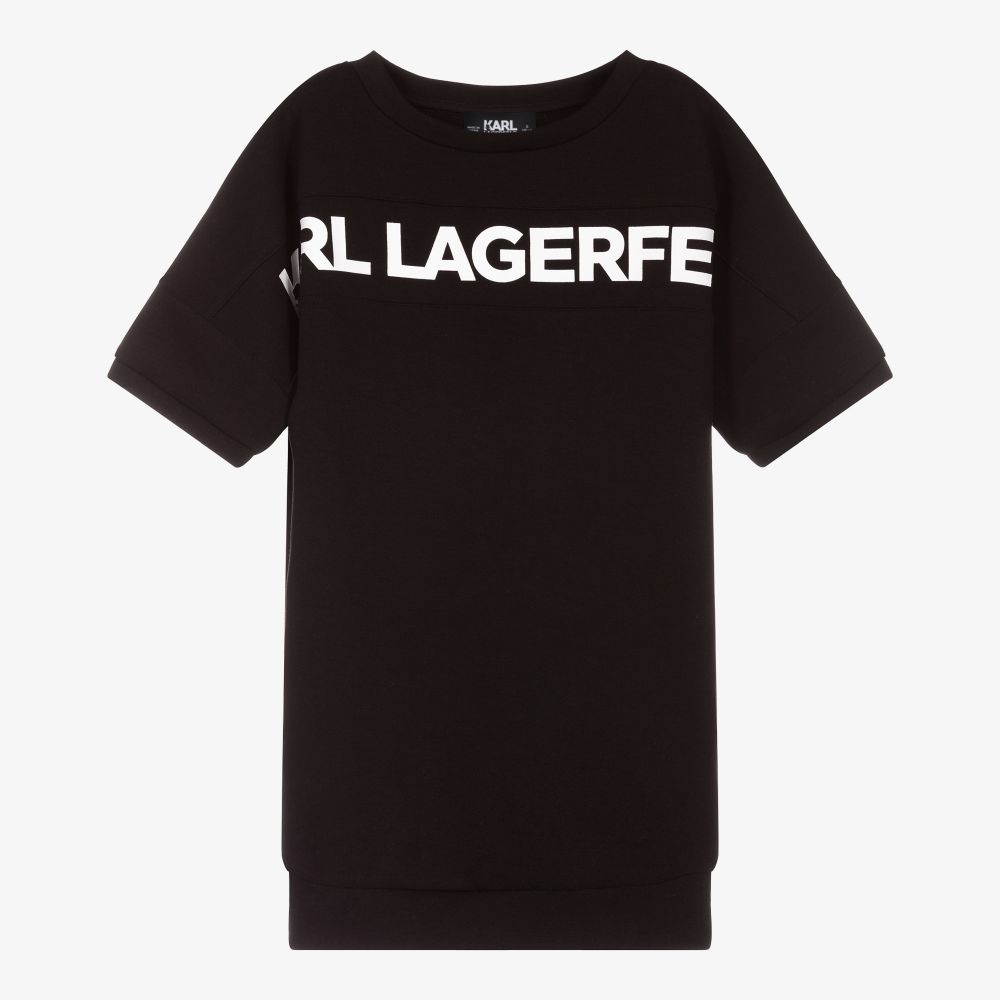 KARL LAGERFELD KIDS - Черное платье-свитшот для подростков | Childrensalon