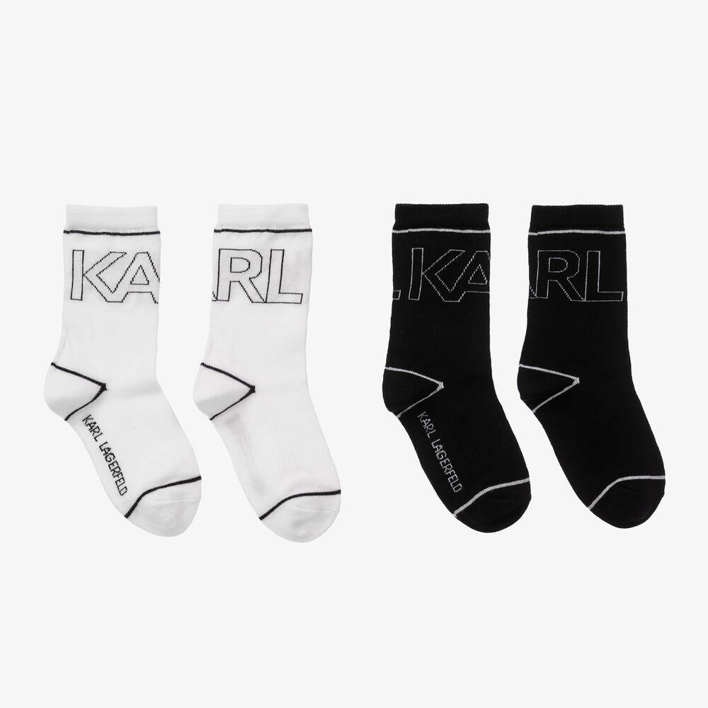 KARL LAGERFELD KIDS - Lot de 2 paires de chaussettes noires et blanches ado | Childrensalon