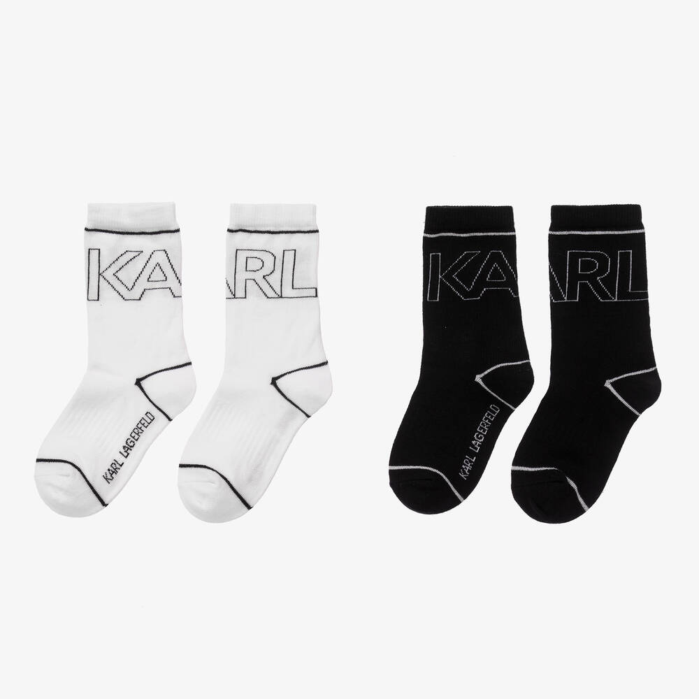KARL LAGERFELD KIDS-Teen Black & White Socks (2 Pack) | Childrensalon Outlet