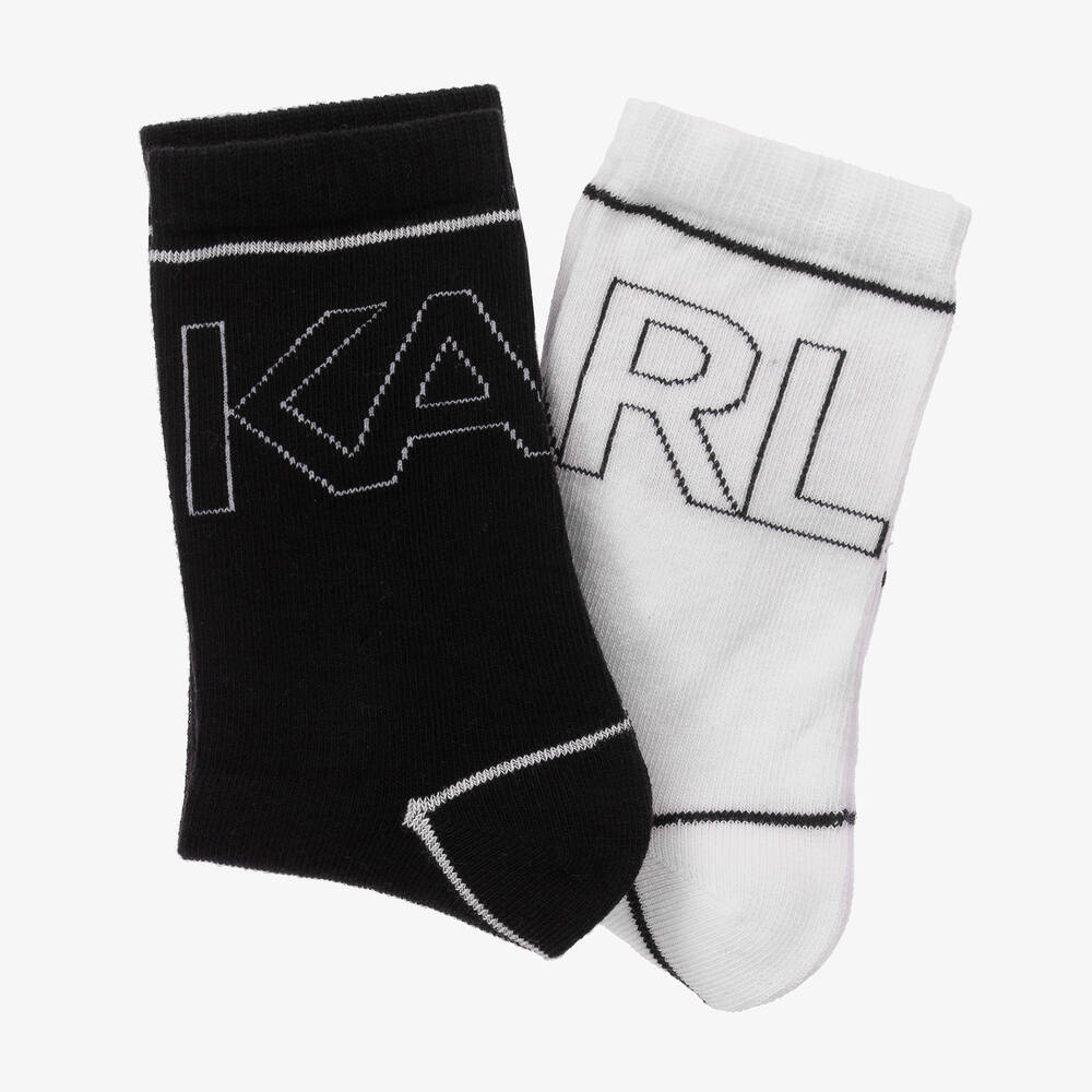 KARL LAGERFELD KIDS-Teen Black & White Socks (2 Pack) | Childrensalon Outlet