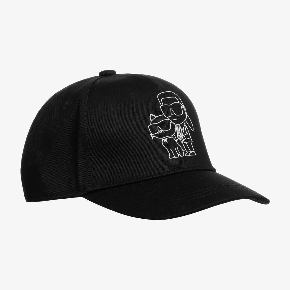 KARL LAGERFELD KIDS-Teen Boys Black Cotton Karl Ikonik Cap | Childrensalon Outlet
