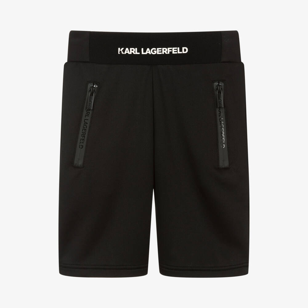 KARL LAGERFELD KIDS-Teen Boys Black Jersey Logo Shorts | Childrensalon Outlet