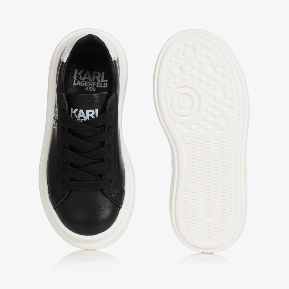 KARL LAGERFELD KIDS-Teen Boys Black Leather Lace-Up Trainers | Childrensalon Outlet