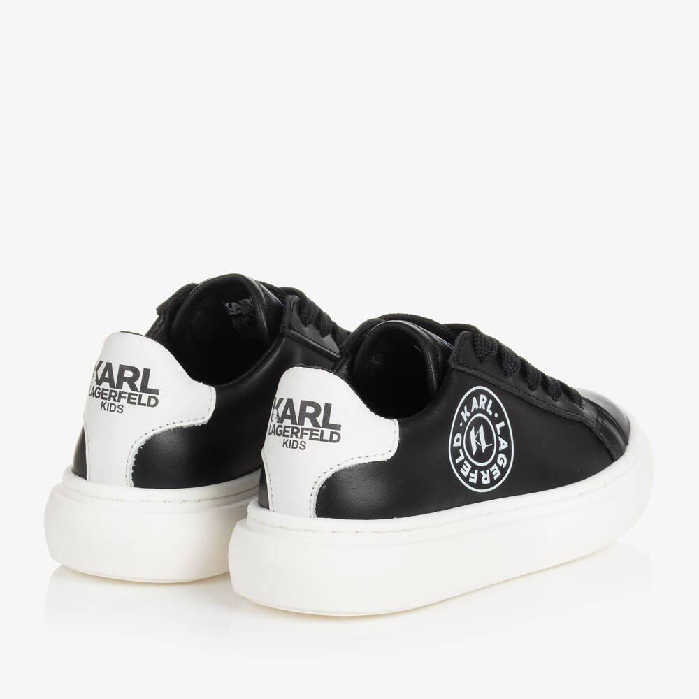 KARL LAGERFELD KIDS-Teen Boys Black Leather Lace-Up Trainers | Childrensalon Outlet