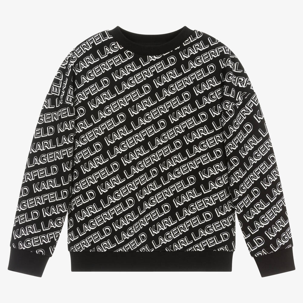 KARL LAGERFELD KIDS - Teen Boys Black Logo Sweatshirt  | Childrensalon