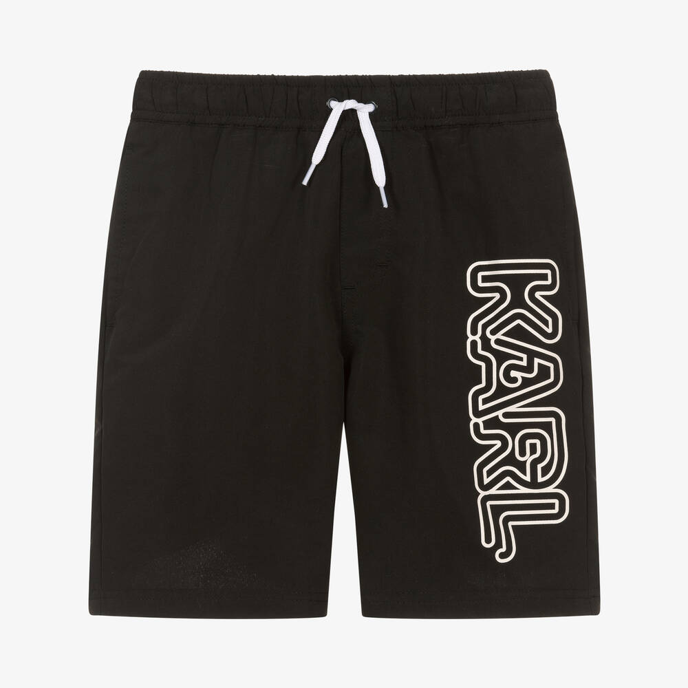 KARL LAGERFELD KIDS - Teen Boys Black Logo Swim Shorts | Childrensalon