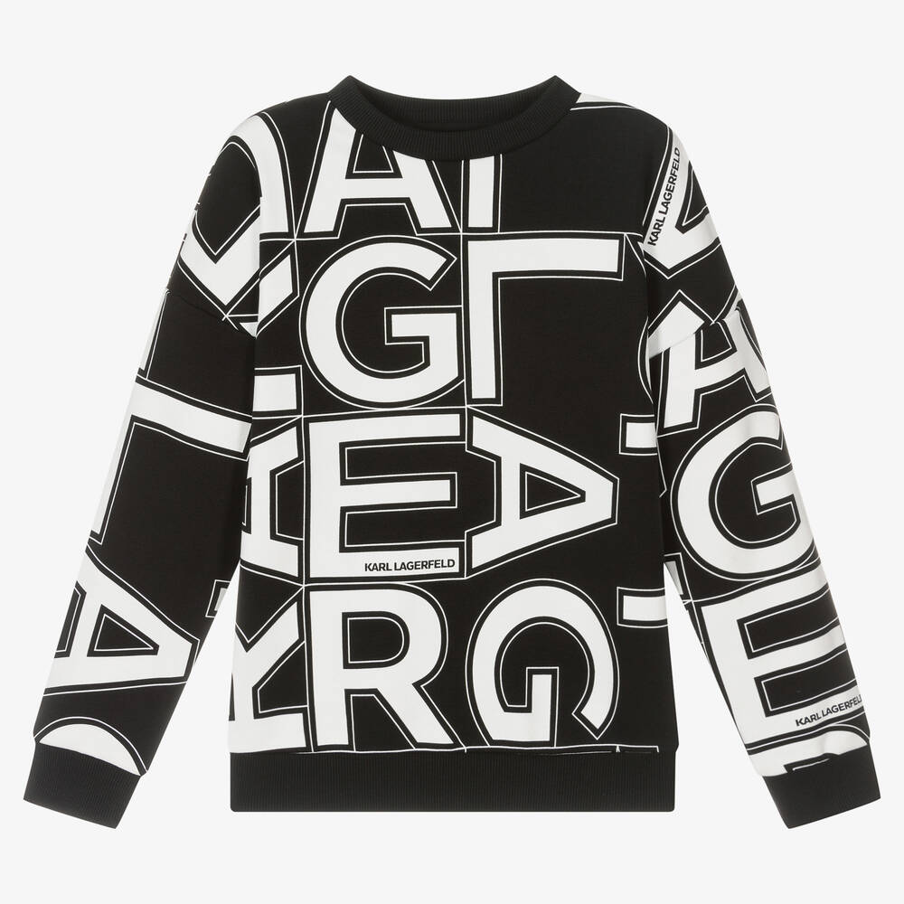 KARL LAGERFELD KIDS - Teen Boys Black & White Sweatshirt | Childrensalon