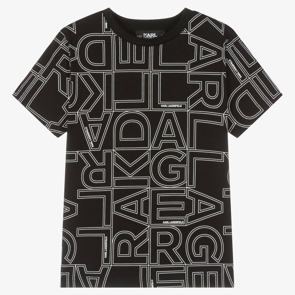 KARL LAGERFELD KIDS - T-shirt noir et blanc ado garçon | Childrensalon