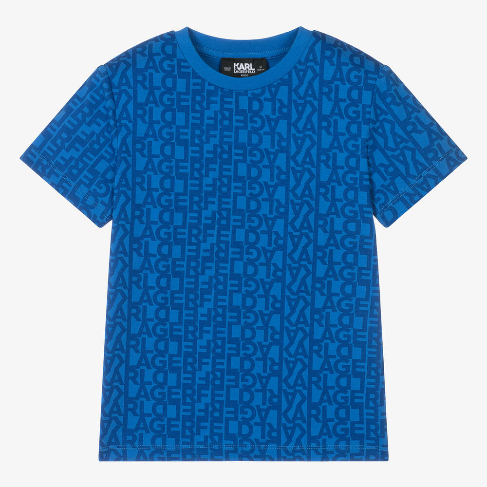 KARL LAGERFELD KIDS-Teen Boys Blue Cotton T-Shirt | Childrensalon Outlet