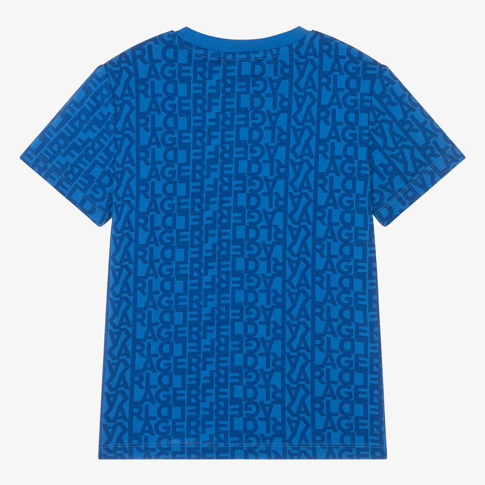 KARL LAGERFELD KIDS-Teen Boys Blue Cotton T-Shirt | Childrensalon Outlet