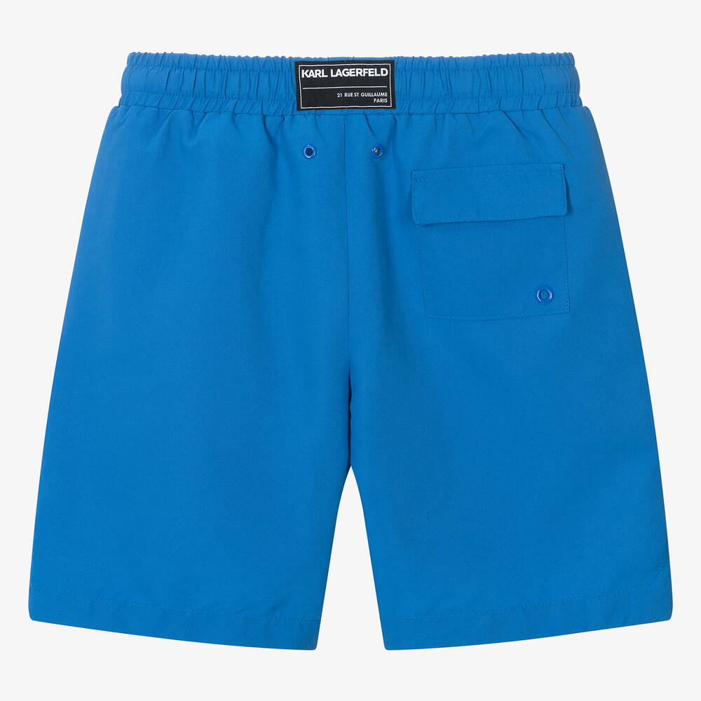 KARL LAGERFELD KIDS-Teen Boys Blue Karl Logo Swim Shorts | Childrensalon Outlet