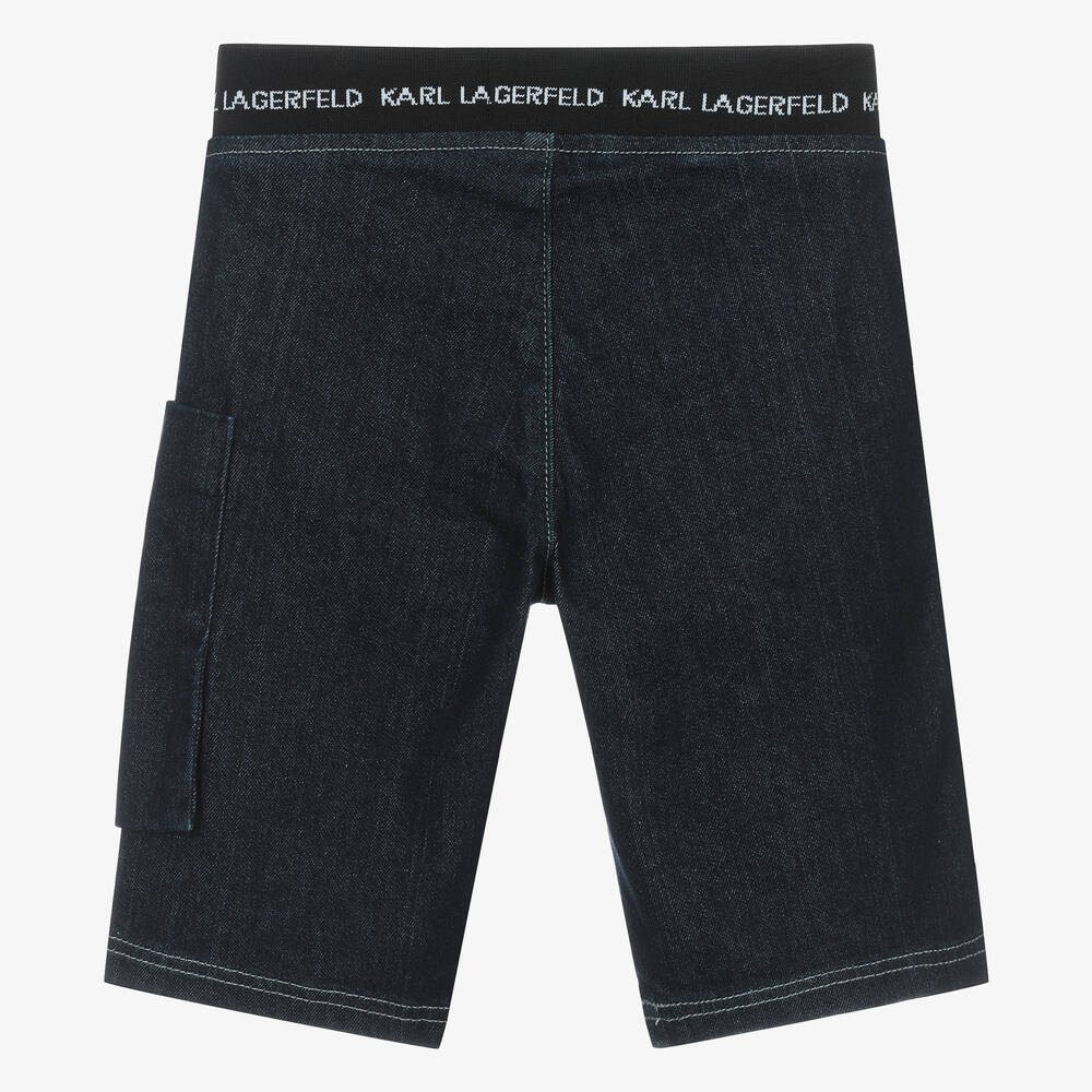 KARL LAGERFELD KIDS-Teen Boys Dark Blue Denim Shorts | Childrensalon Outlet