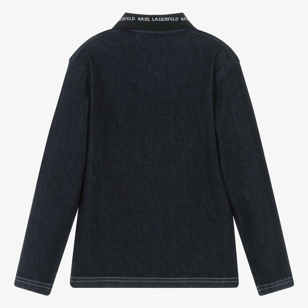 KARL LAGERFELD KIDS-Teen Boys Dark Blue Zip-Up Denim Jacket | Childrensalon Outlet