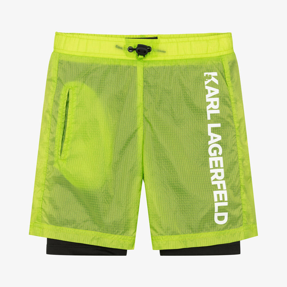 KARL LAGERFELD KIDS - Teen Boys Green Logo Shorts | Childrensalon