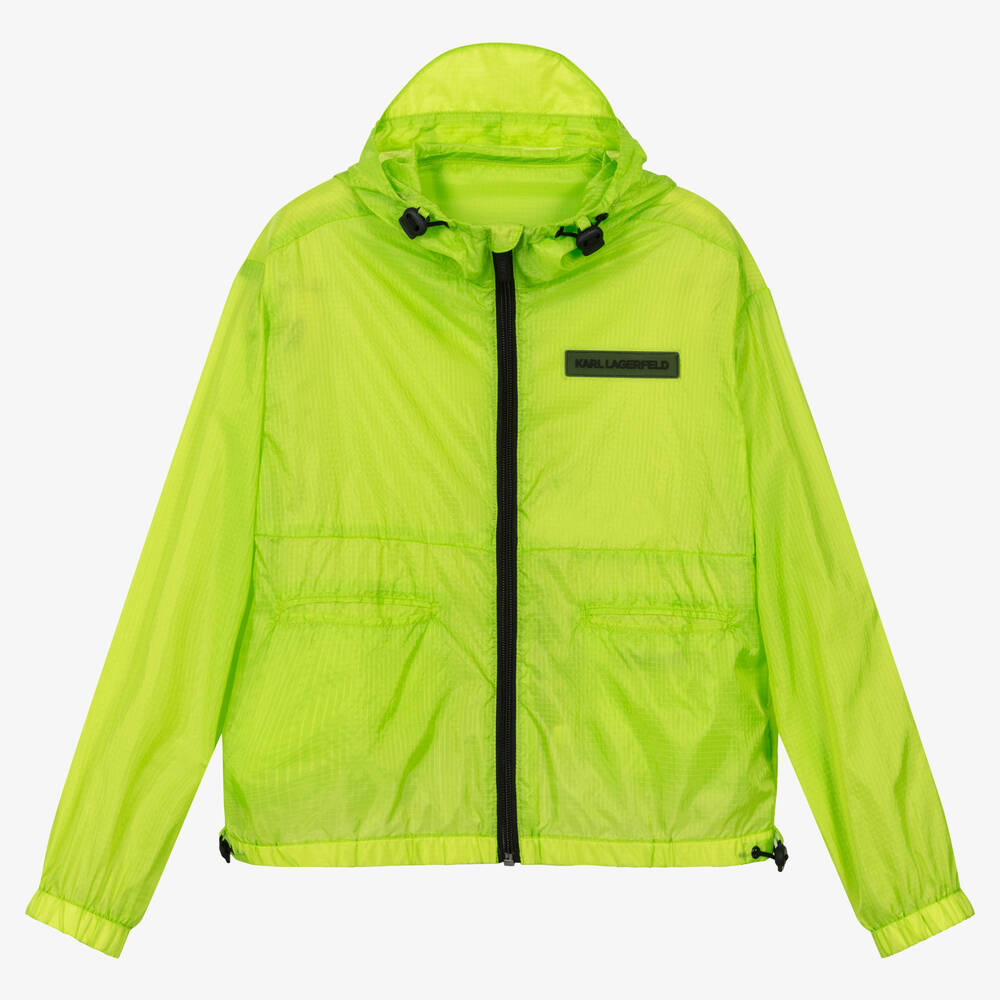 KARL LAGERFELD KIDS - Teen Boys Green Logo Windbreaker Jacket | Childrensalon