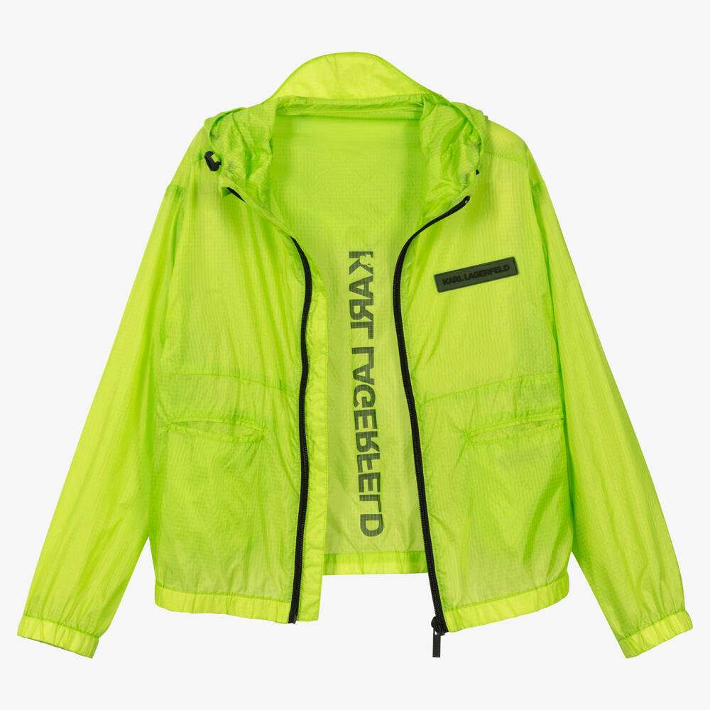 KARL LAGERFELD KIDS Teen Boys Green Logo Windbreaker Jacket