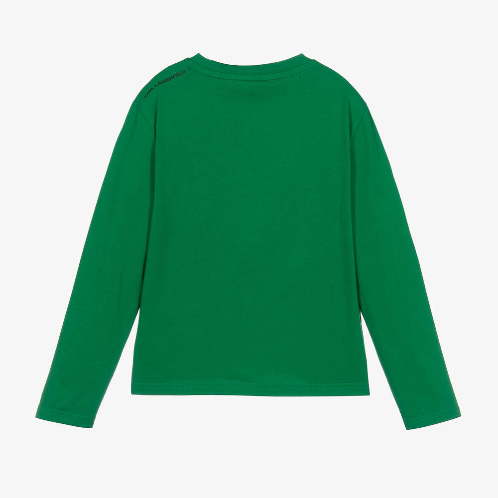 KARL LAGERFELD KIDS-Teen Boys Green Organic Cotton Top | Childrensalon Outlet