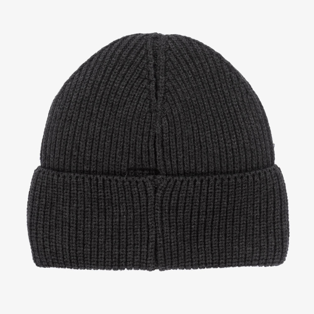 KARL LAGERFELD KIDS-Teen Boys Grey Cotton Knitted Beanie | Childrensalon Outlet