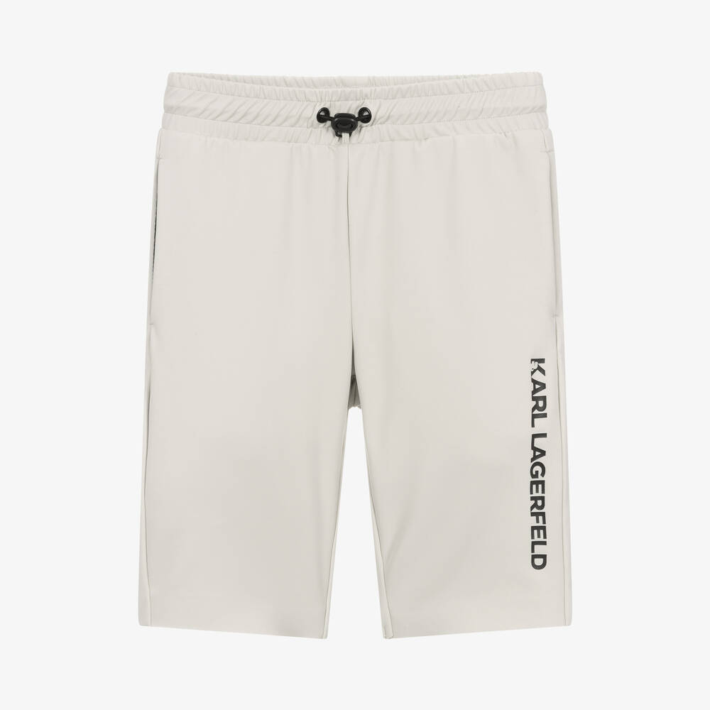 KARL LAGERFELD KIDS-Teen Boys Grey Jersey Logo Shorts | Childrensalon Outlet