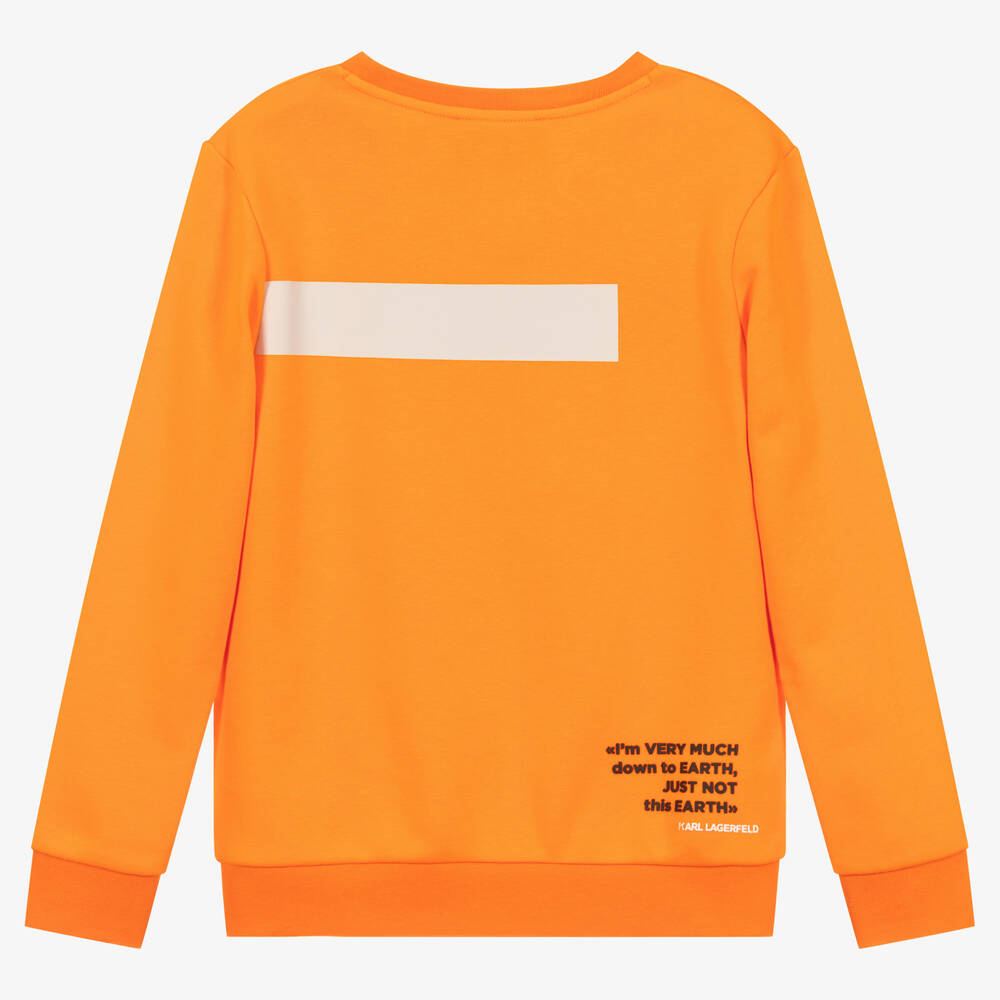 KARL LAGERFELD KIDS Teen Boys Orange Cotton Logo Sweatshirt