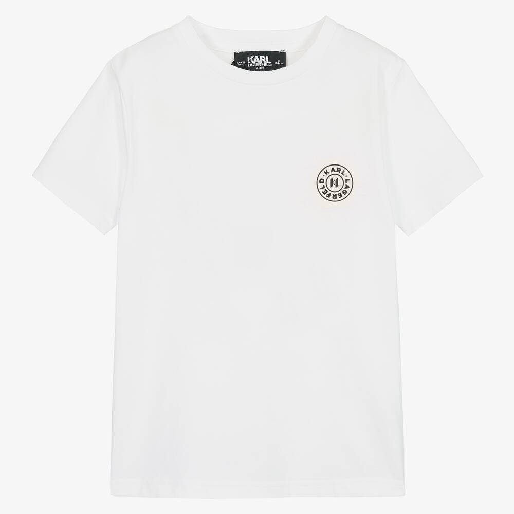 KARL LAGERFELD KIDS - Teen Boys White Cotton T-Shirt | Childrensalon