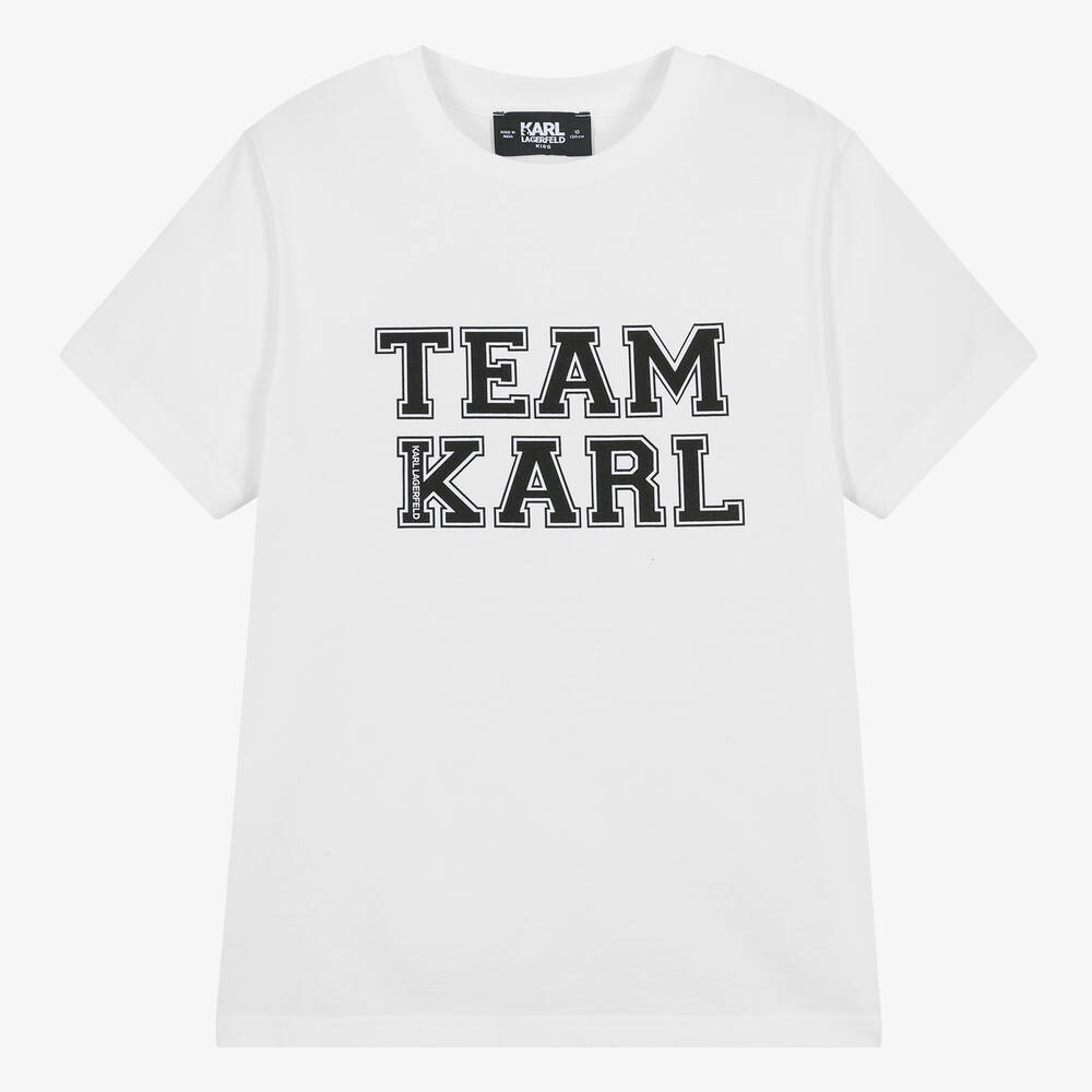 KARL LAGERFELD KIDS-Teen Boys White Cotton Team Karl T-Shirt | Childrensalon Outlet