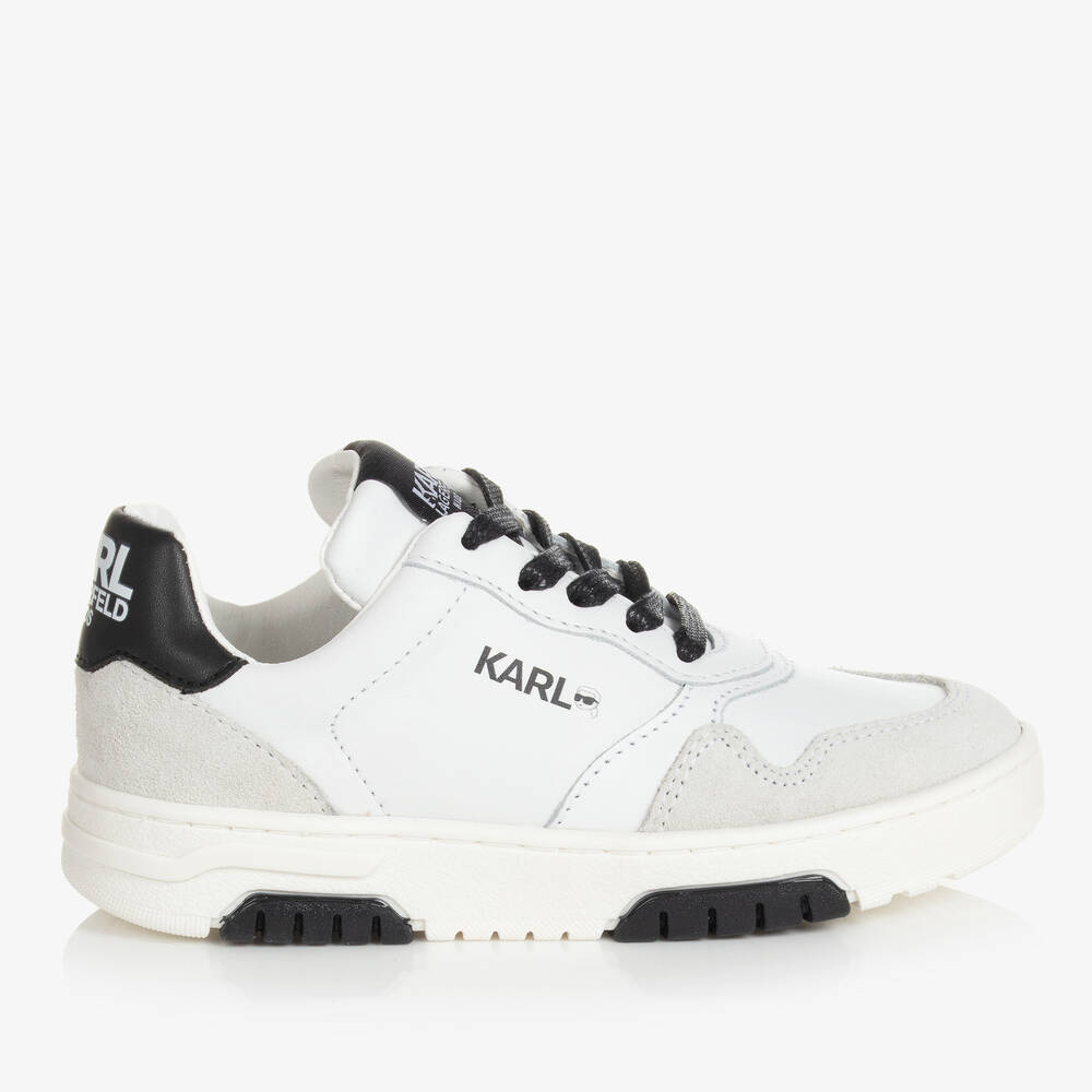KARL LAGERFELD KIDS-Белые кожаные кроссовки на шнуровке | Childrensalon Outlet