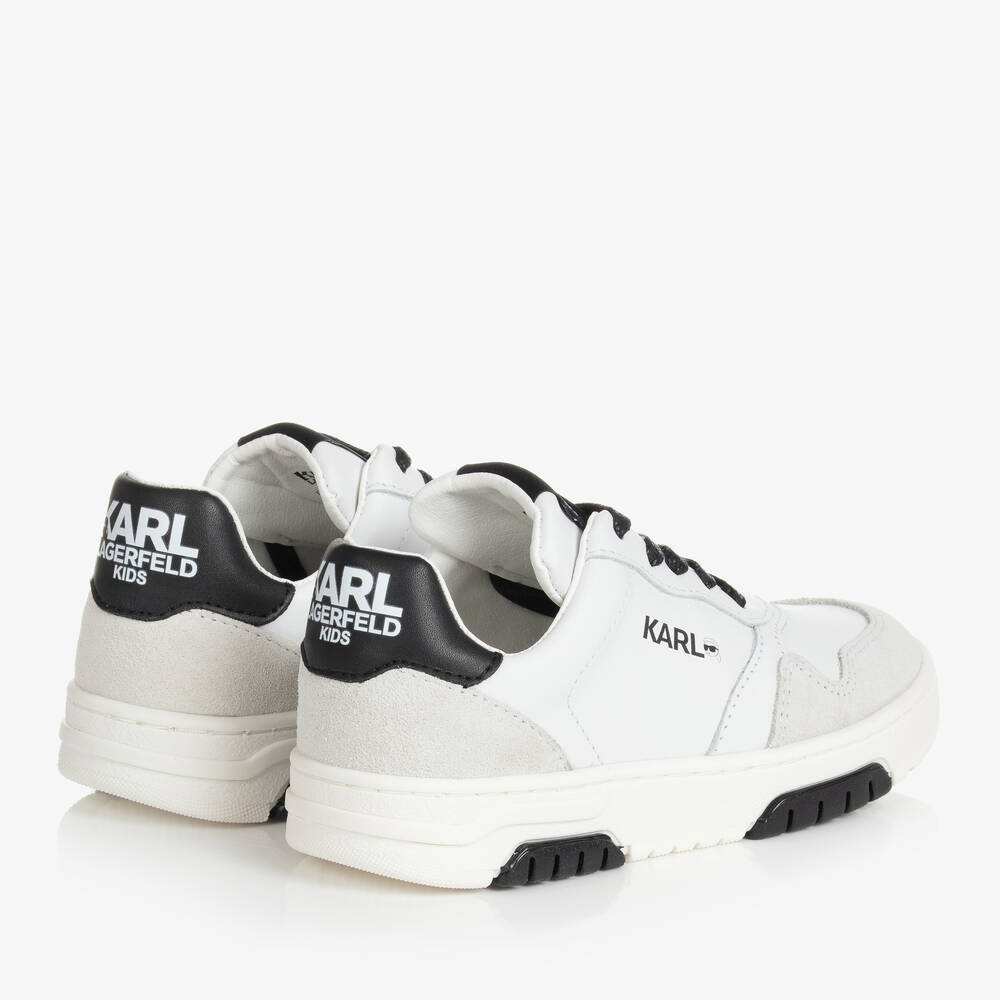 KARL LAGERFELD KIDS-Белые кожаные кроссовки на шнуровке | Childrensalon Outlet