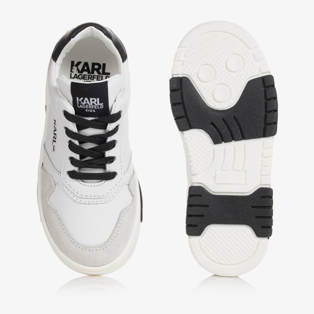 KARL LAGERFELD KIDS-Белые кожаные кроссовки на шнуровке | Childrensalon Outlet