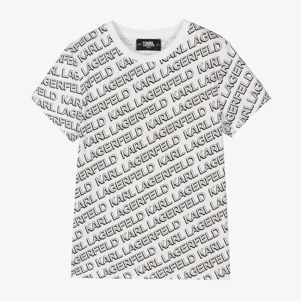 KARL LAGERFELD KIDS - Teen Boys White Logo T-Shirt | Childrensalon Outlet