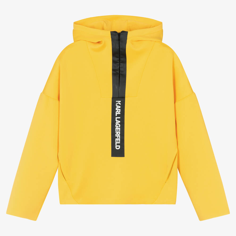 KARL LAGERFELD KIDS - Teen Boys Yellow Logo Hooded Top | Childrensalon