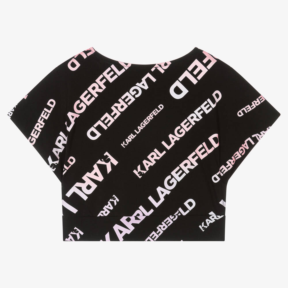 KARL LAGERFELD KIDS-Черная хлопковая футболка | Childrensalon Outlet