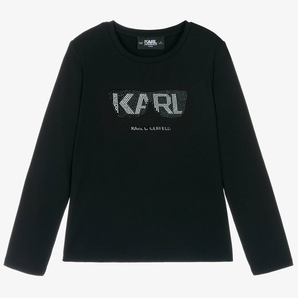 KARL LAGERFELD KIDS - Haut noir en coton pour ado fille | Childrensalon