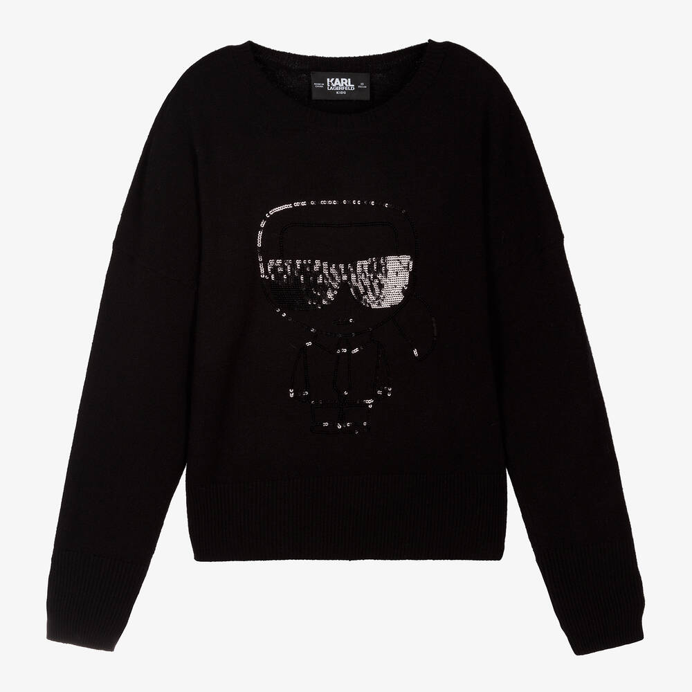 KARL LAGERFELD KIDS - Черный укороченный свитер для девочек-подростков | Childrensalon