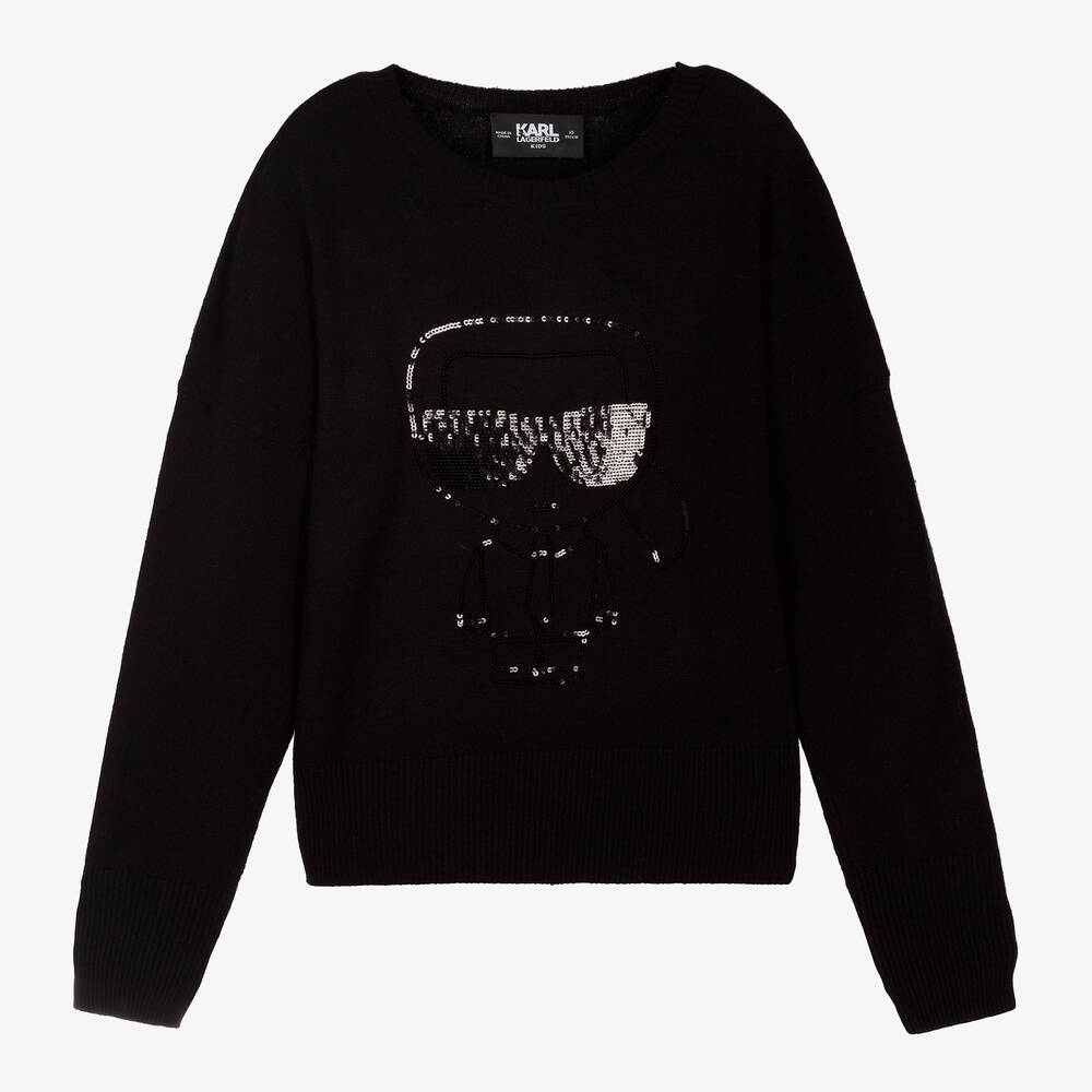 KARL LAGERFELD KIDS - Schwarzer, kurzer Pullover (M) | Childrensalon