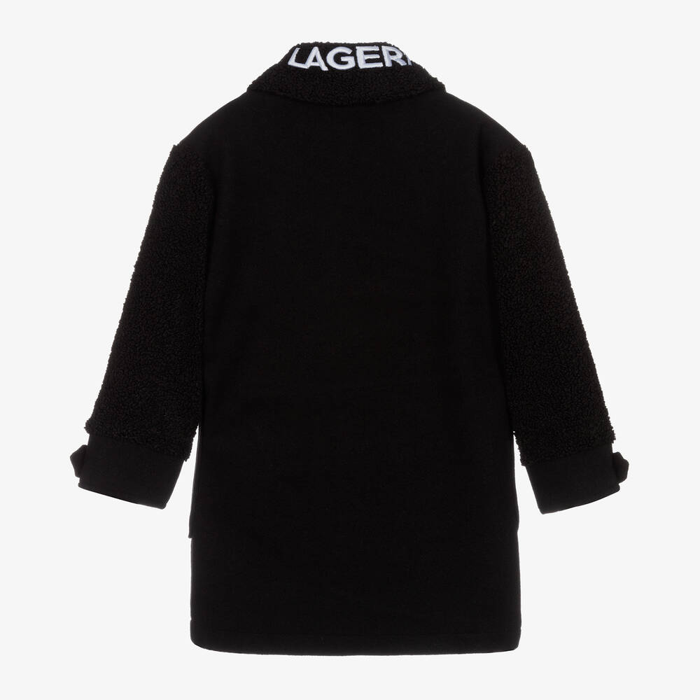KARL LAGERFELD KIDS-Teen Girls Black Embroidered Coat | Childrensalon Outlet