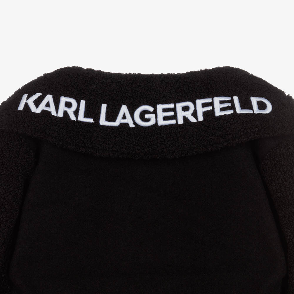KARL LAGERFELD KIDS-Teen Girls Black Embroidered Coat | Childrensalon Outlet
