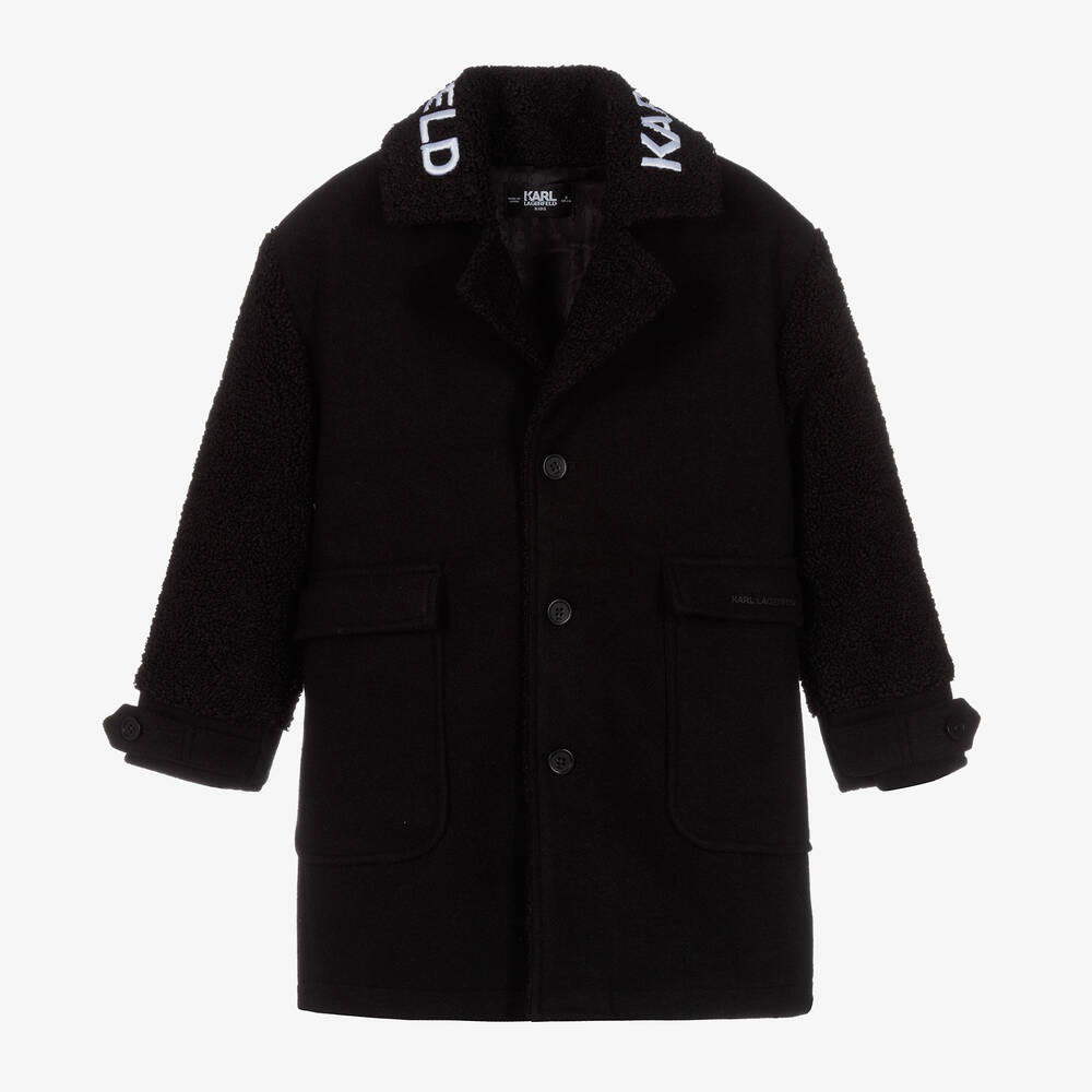 KARL LAGERFELD KIDS - Manteau noir brodé ado fille | Childrensalon