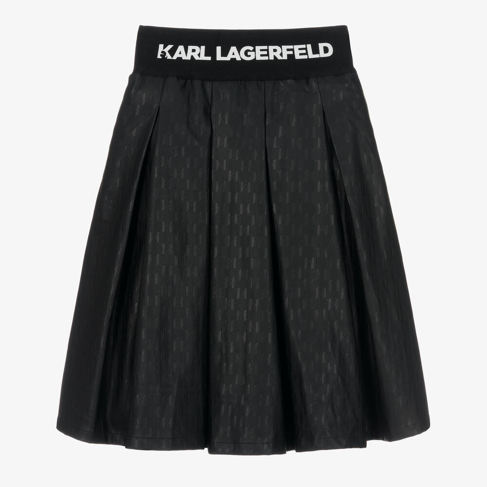 KARL LAGERFELD KIDS - تنورة تينز بناتي جلد صناعي لون أسود | Childrensalon
