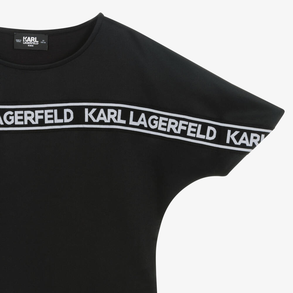 KARL LAGERFELD KIDS-Teen Girls Black Jersey Logo Dress | Childrensalon Outlet