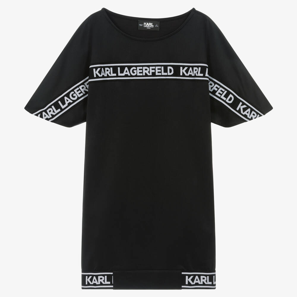 KARL LAGERFELD KIDS - Teen Girls Black Jersey Logo Dress | Childrensalon