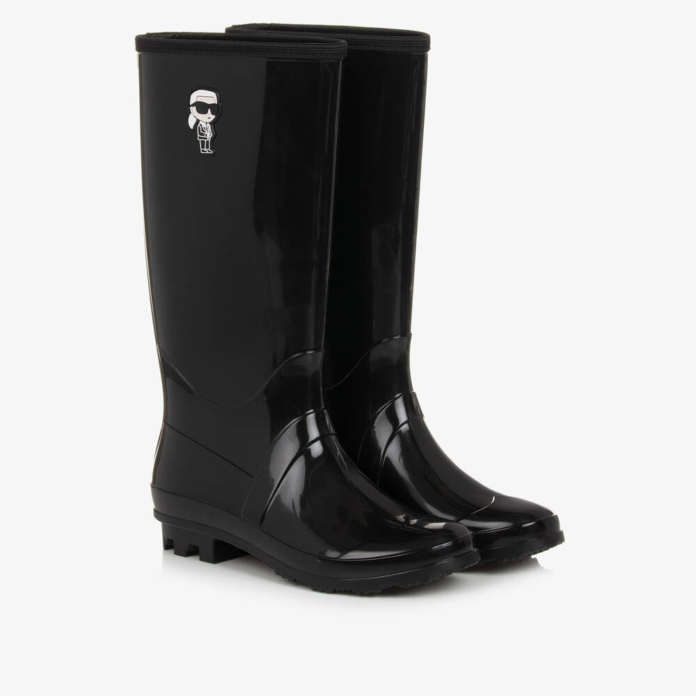 KARL LAGERFELD KIDS - Teen Girls Black Karl Ikonik Rain Boots | Childrensalon