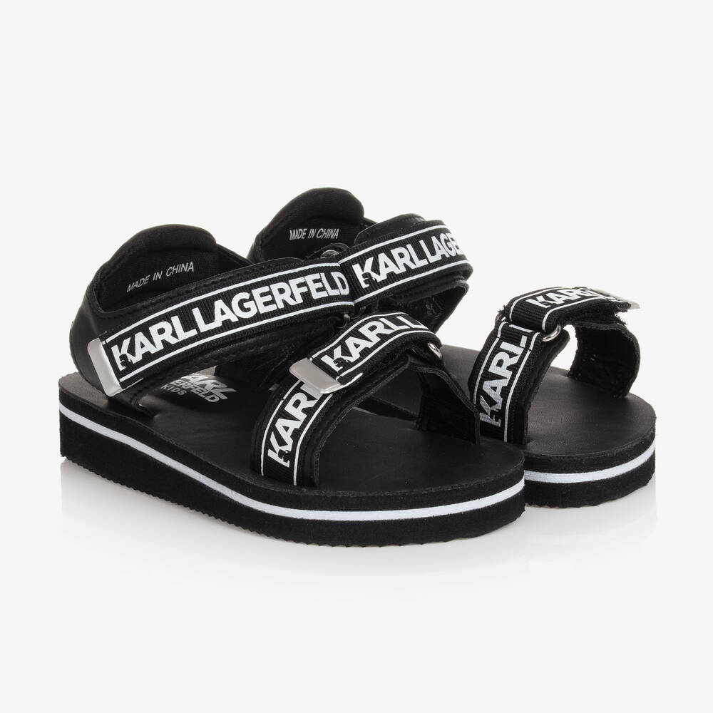 KARL LAGERFELD KIDS - Teen Girls Black Karl Logo Sandals | Childrensalon